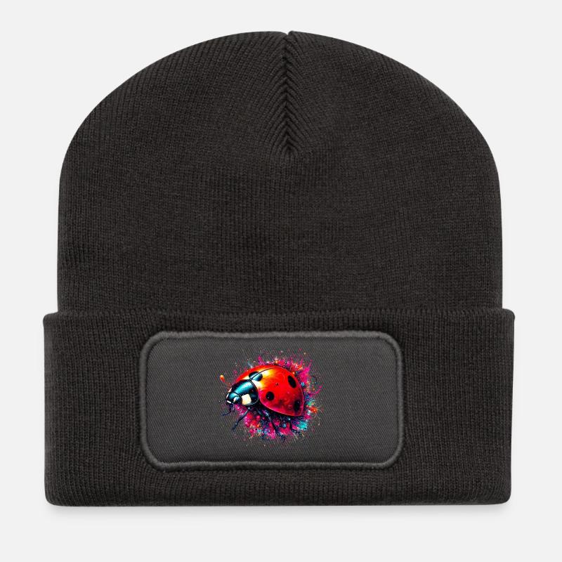 Marienkäfer - Recycelte Patch Beanie - Dunkelgrau