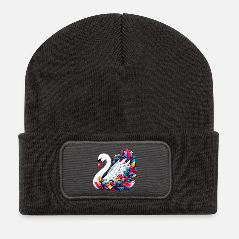 Schwan - Recycelte Patch Beanie - Dunkelgrau