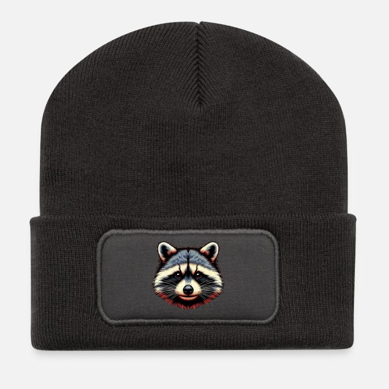 Raton laveur - Beanie recyclé à patch - charbon