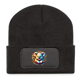 Koala - Recycelte Patch Beanie - Dunkelgrau - Vorne
