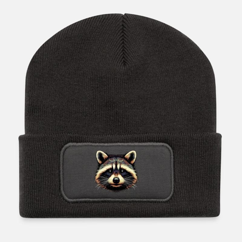 Waschbär - Recycelte Patch Beanie - Dunkelgrau