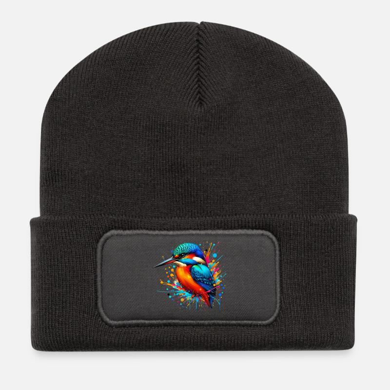 Eisvogel - Recycelte Patch Beanie - Dunkelgrau