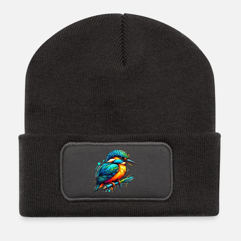 Eisvogel - Recycelte Patch Beanie - Dunkelgrau