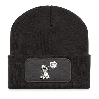 Nope Dog Saying Having A Ruff Day - Recycled Patch Beanie - dark grey - Front
