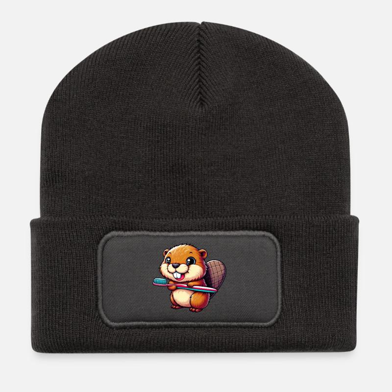 Bieber - Recycelte Patch Beanie - Dunkelgrau