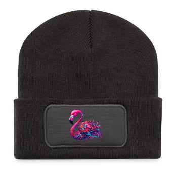 Flamingo - Recycelte Patch Beanie - Dunkelgrau - Vorne