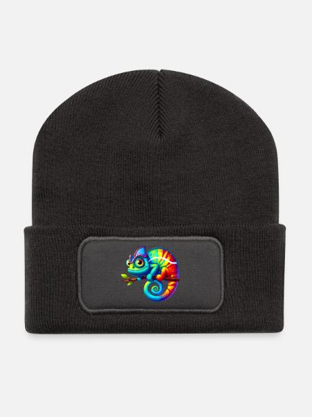 Chamäleon - Recycelte Patch Beanie - Dunkelgrau