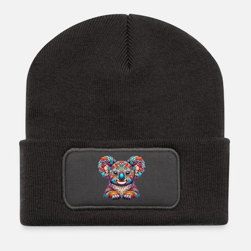 Koala - Beanie recyclé à patch - charbon