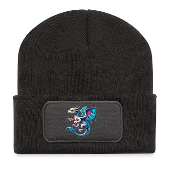 Drache - Recycelte Patch Beanie - Dunkelgrau - Vorne