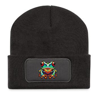 Frosch - Recycelte Patch Beanie - Dunkelgrau - Vorne
