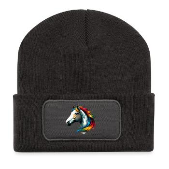 Cheval - Beanie recyclé à patch - charbon - Devant
