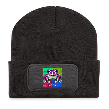 Grenouille - Beanie recyclé à patch - charbon - Devant