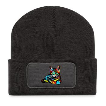 Cat - Recycled Patch Beanie - dark grey - Front