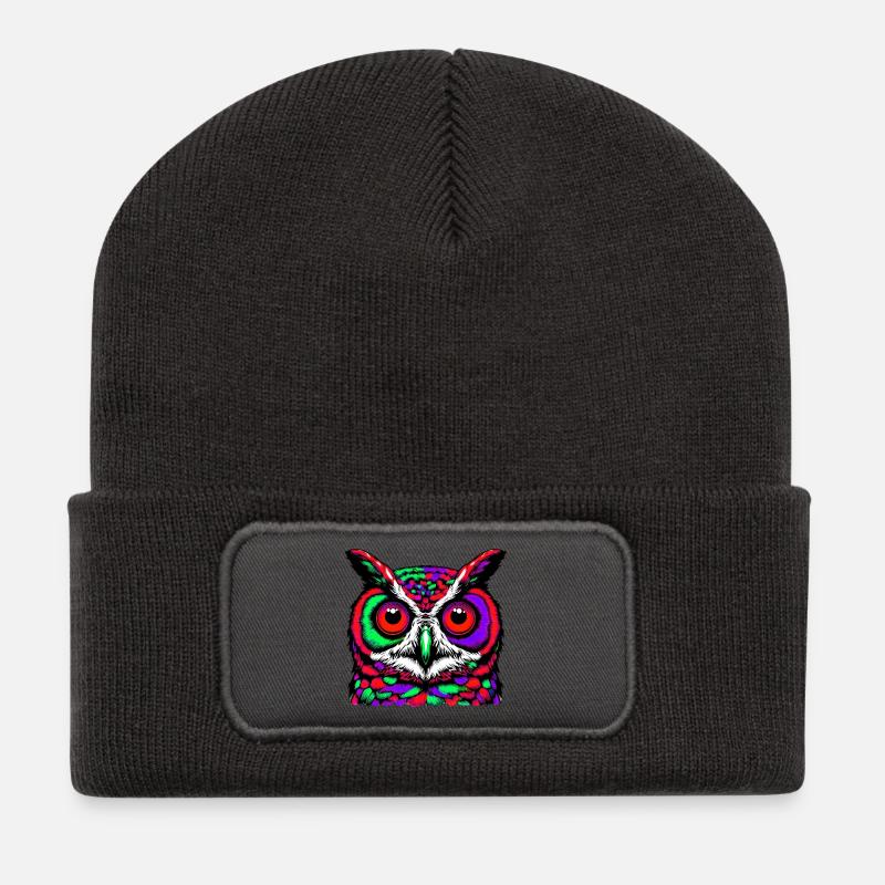 Hibou - Beanie recyclé à patch - charbon