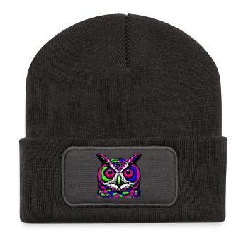 Hibou - Beanie recyclé à patch - charbon - Devant