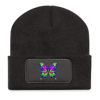 Schmetterling - Recycelte Patch Beanie - Dunkelgrau - Vorne