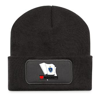 Flagge Massachusetts Herz MASSACHUSETTS - Recycelte Patch Beanie - Dunkelgrau - Vorne