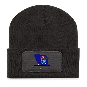 Flag Michigan text banner - Recycled Patch Beanie - dark grey - Front