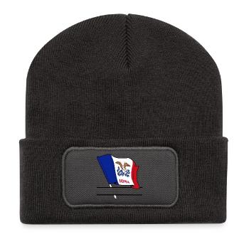 Flag Iowa text banner - Recycled Patch Beanie - dark grey - Front
