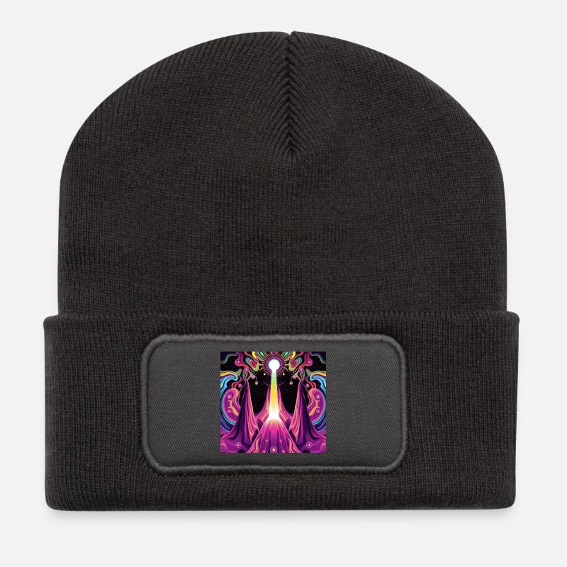 Psychédélique - Beanie recyclé à patch - charbon