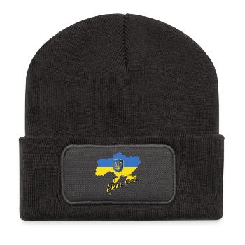 Fierté ukrainienne, drapeau ukrainien - Beanie recyclé à patch - charbon - Devant