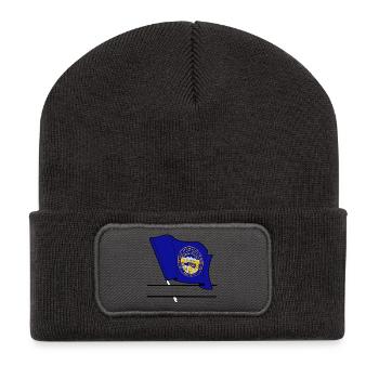 Flag Nebraska text banner - Recycled Patch Beanie - dark grey - Front