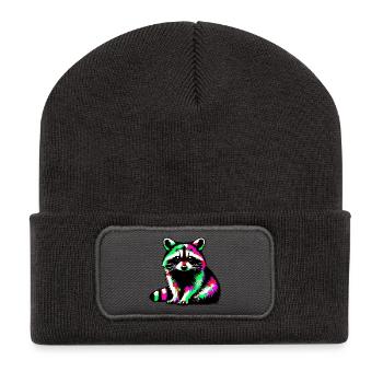 Waschbär - Recycelte Patch Beanie - Dunkelgrau - Vorne