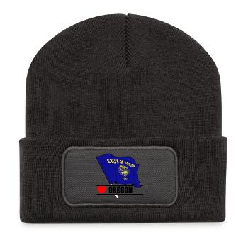 Drapeau Oregon coeur OREGON - Beanie recyclé à patch - charbon - Devant