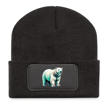 Weißer Eisbär - Recycelte Patch Beanie - Dunkelgrau - Vorne