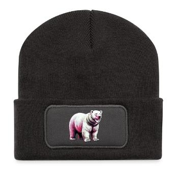 Ours polaire blanc - Beanie recyclé à patch - charbon - Devant