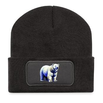Weißer Eisbär - Recycelte Patch Beanie - Dunkelgrau - Vorne