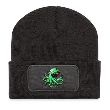 Pieuvre - Beanie recyclé à patch - charbon - Devant