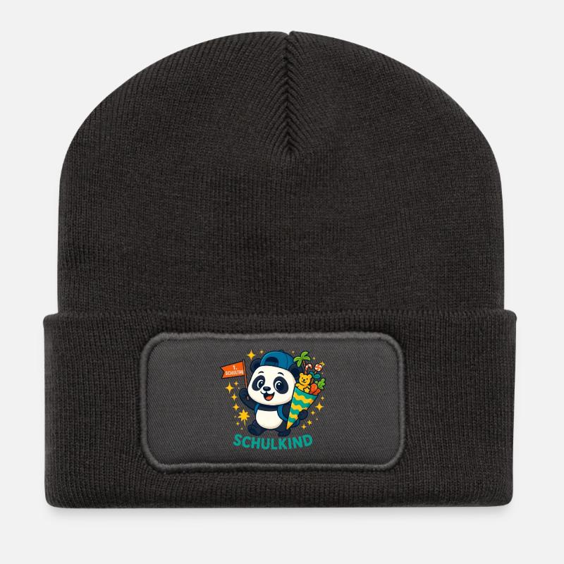 Schulkind 2026 Einschulung 2026 1. Klasse 26 - Recycelte Patch Beanie - Dunkelgrau