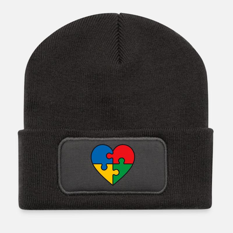 Puzzle Herz - Recycelte Patch Beanie - Dunkelgrau