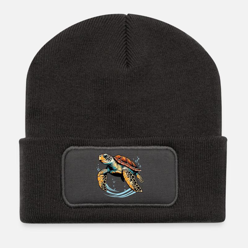 Sea turtle - Recycled Patch Beanie - dark grey