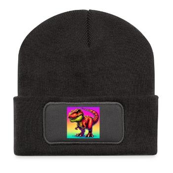 Dinosaurier - Recycelte Patch Beanie - Dunkelgrau - Vorne