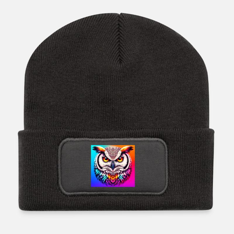 Eule - Recycelte Patch Beanie - Dunkelgrau