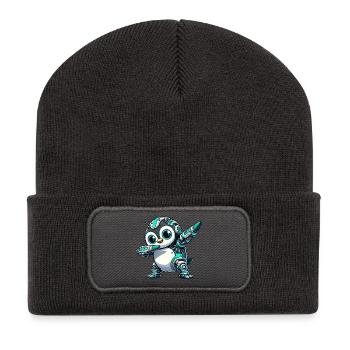Cool Penguin Astronaut with Dabbing Cyborg - Recycled Patch Beanie - dark grey - Front