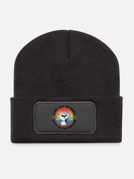 ZEICHEN SETZEN GEGEN RECHTS - Recycelte Patch Beanie - Dunkelgrau