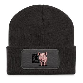 Cheerful Pig Illustration for Apparel - Recycled Patch Beanie - dark grey - Front