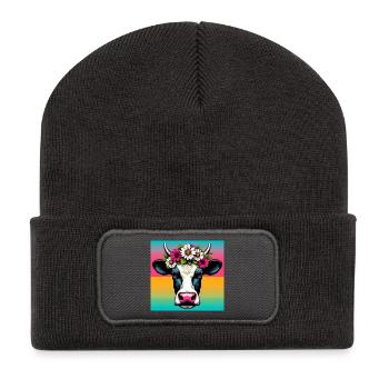 vache - Beanie recyclé à patch - charbon - Devant