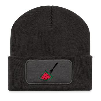 Melon avec fourchette - Beanie recyclé à patch - charbon - Devant