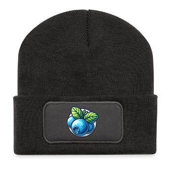 Helle Heidelbeeren und Blätter - Recycelte Patch Beanie - Dunkelgrau - Vorne