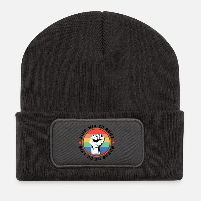 SIND WIR ZU BUNT - BIST DU ZU BRAUN - GEGEN RECHTS - Recycelte Patch Beanie - Dunkelgrau