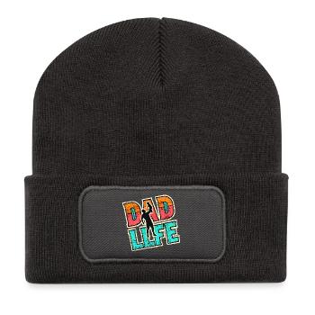 Papa Leben, Vaters Geschenk - Recycelte Patch Beanie - Dunkelgrau - Vorne