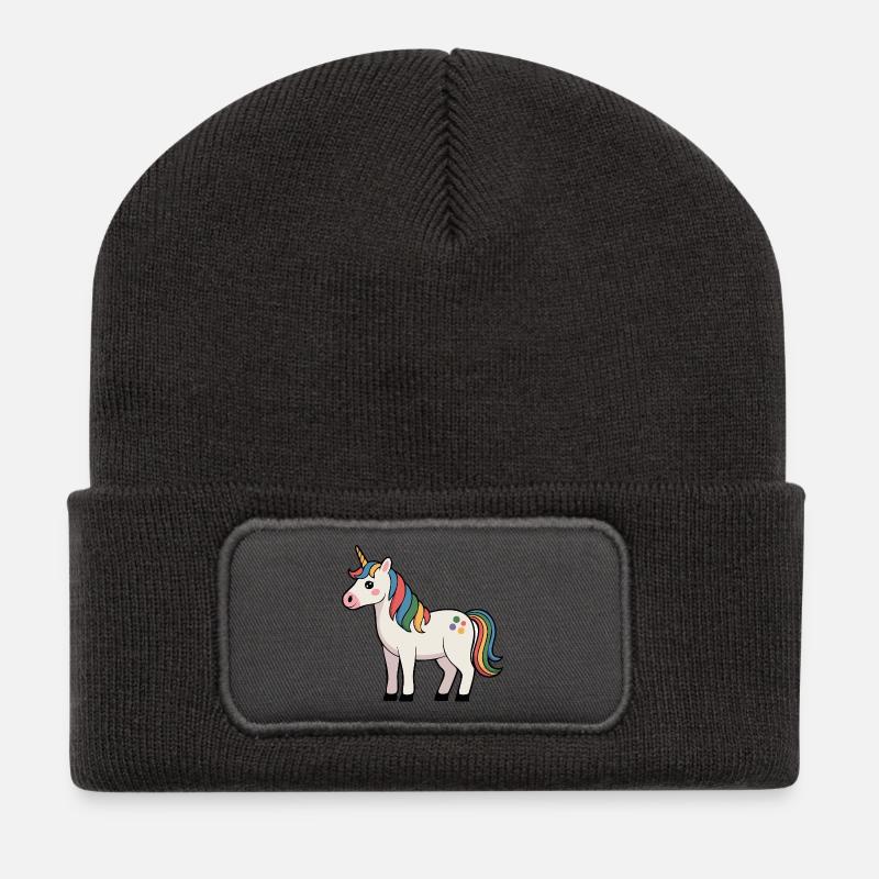 Einhorn - Recycelte Patch Beanie - Dunkelgrau