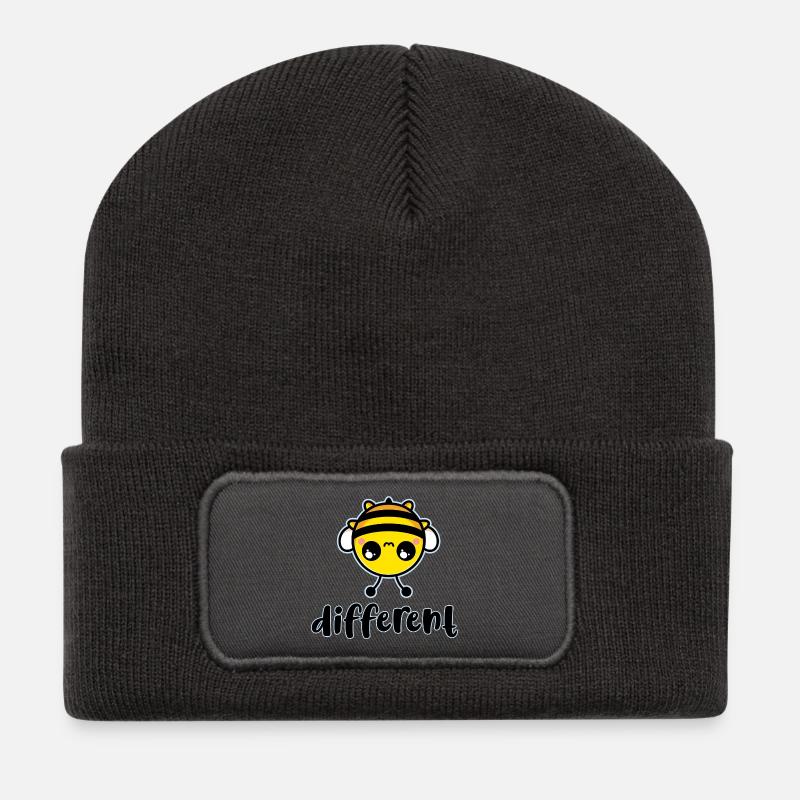 Biene Anderer süßer Charakter - Recycelte Patch Beanie - Dunkelgrau