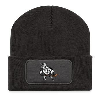 Cool Zebra Joueur de hockey sur glace Propriétaire Fan de hockey - Beanie recyclé à patch - charbon - Devant