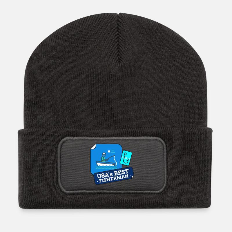 USA's Best Fisherman Design - Recycled Patch Beanie - dark grey