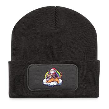 Tiger Santa Claus Christmas - Recycled Patch Beanie - dark grey - Front